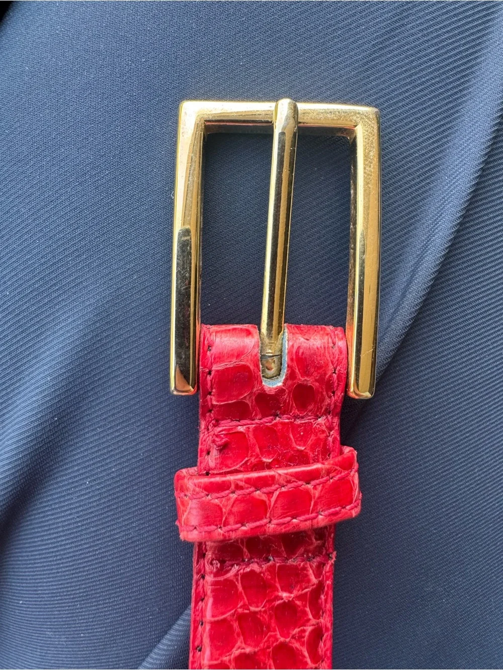 Genuine Snakeskin Women's Belt with Gold Buckle XS
